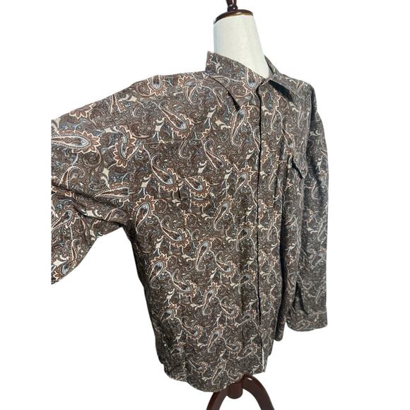 Stetson Mens XL Long Sleeve Western Shirt Button Up Paisley Pearl Snap Cowboy - Picture 3 of 5
